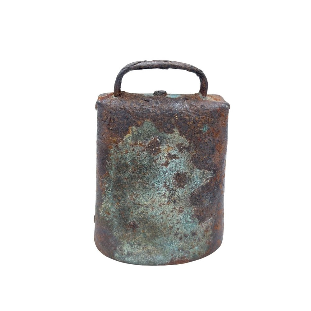 Vintage Metal Goat Calf Cow Bell Primitive Hand Forged and Riveted 4 x 3 Antique
